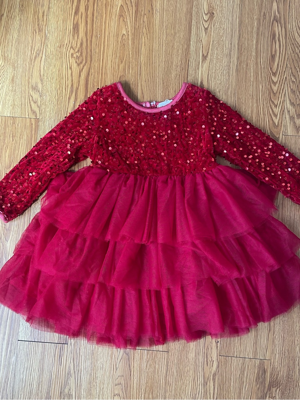 Red Sequin & Tiered Tulle Dance Dress for Kids